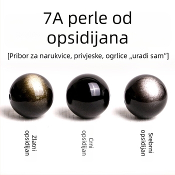 7A prirodni zlatni obsidian i srebrni obsidian – labave perle za DIY narukvicu, okrugle, polirane