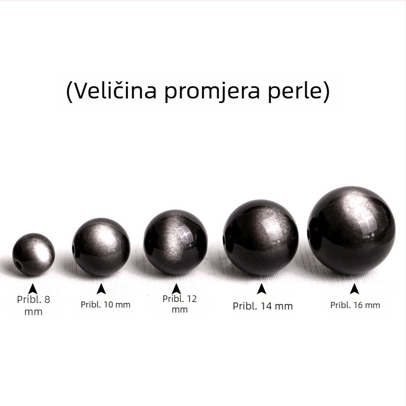 7A prirodni zlatni obsidian i srebrni obsidian – labave perle za DIY narukvicu, okrugle, polirane