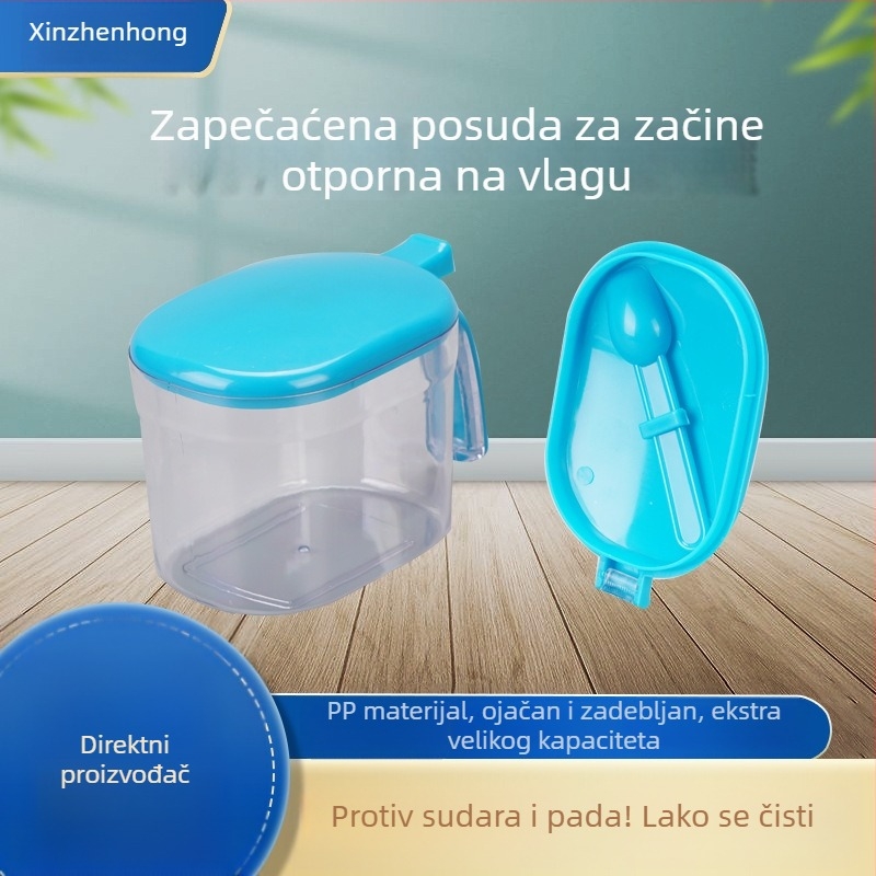 Set zatvorenih posuda za začine s vodootpornom zaštitom; posude velike kapacitete za sol i začine u kuhinji