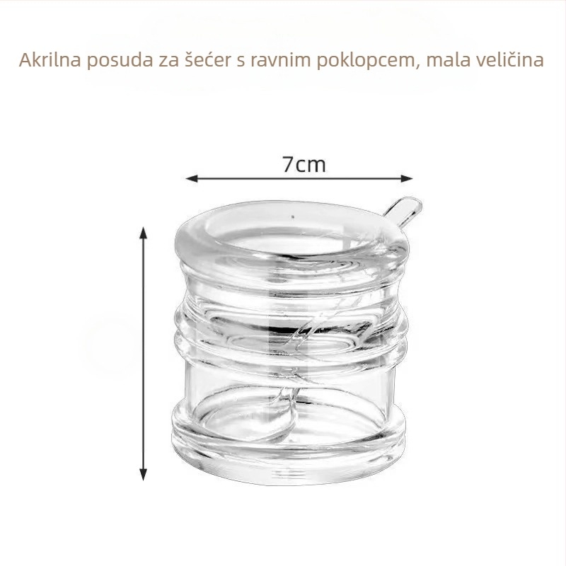 Plastični spremnik za začine s poklopcem i žličicom, velik kapacitet, proziran akril, za kućnu i komercijalnu upotrebu