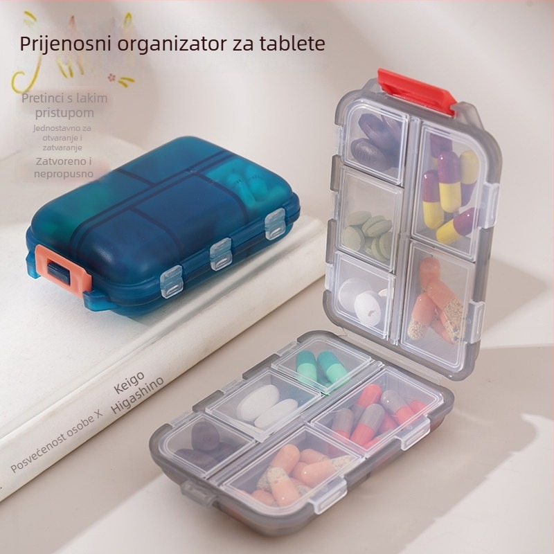 Prijenosni tjedni organizator za tablete, kompaktna vodootporna kutija za lijekove