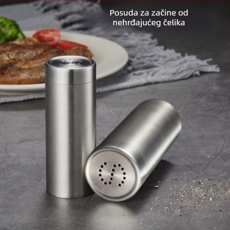 Posuda za začine od nehrđajućeg čelika 304 za kućnu kuhinju – spremnik za sol, papar, kim i roštilj začine