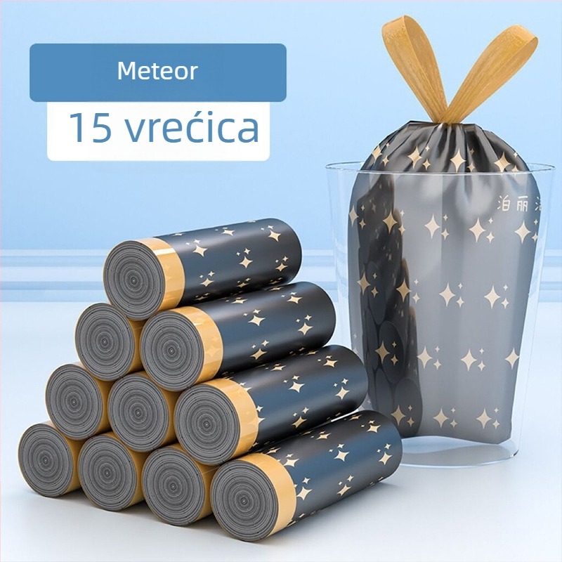 Kućne debeli crni vrećice za otpad s vrpcom za kuhinju, PE plastične vrećice
