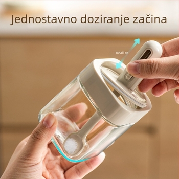 Samodizajnirani teleskopni spremnik za začine u kućnoj kuhinji s integriranim poklopcem i kašičicom, solnica i kutija za začine
