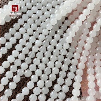 Prirodne ledeno prozirne jade perle s zlatnim vlaknima, bijele okrugle perle, polugotovi dugi trak za DIY narukvicu, zelene i ljubičaste Tian Shan perle