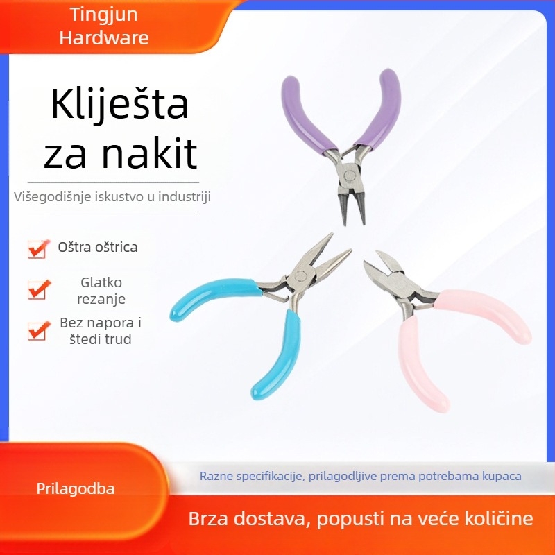 Set kliješta za nakit duljine 3 inča: klešta s okruglim vrhom, dijagonalna klešta, igličasta klešta, ručno izrađene mini klešta za nakit