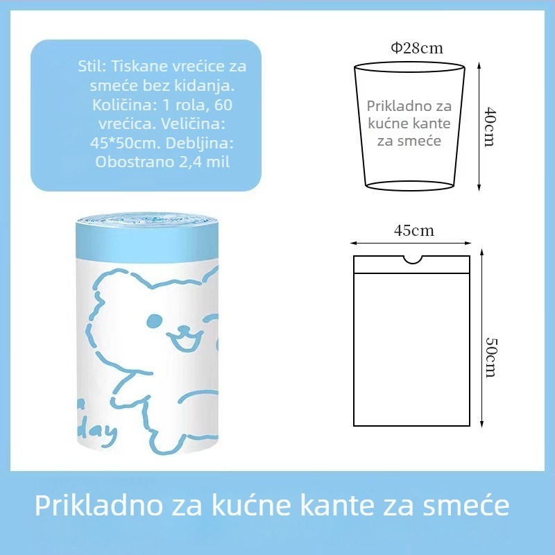 Proširene, debele vreće za smeće sa šnurnim zatvaranjem, jednokratne, za studentski dom