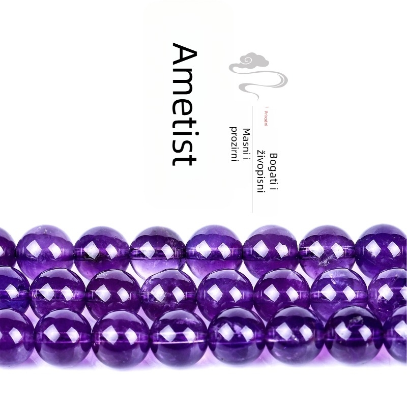 Sheyao Jewelry Prirodne ametistove perle, slobodne, ručno polirane, ljubičaste okrugle perle 10 mm, poluproizvodi nakita