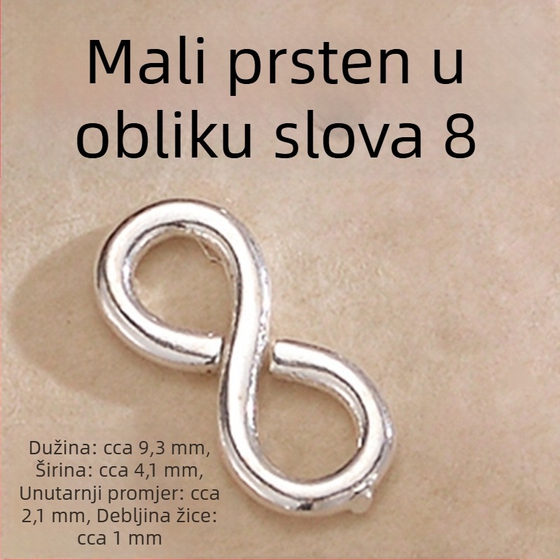 S925 sterling srebro, kopča u obliku 8 za povezivanje nakita s biserima — DIY zatvarač za ogrlicu s perlama