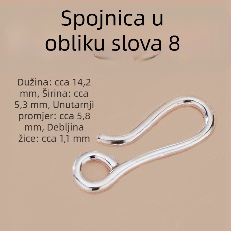 S925 sterling srebro, kopča u obliku 8 za povezivanje nakita s biserima — DIY zatvarač za ogrlicu s perlama