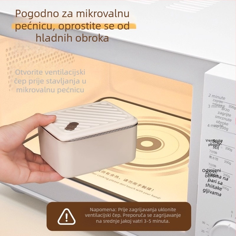 Kutija za ručak od prehrambene kvalitnog 304 nehrđajućeg čelika, zadržava svježinu, mikrovalna kompatibilna, za uredske djelatnike i studente, zaštita od opeklina, kutija za začine