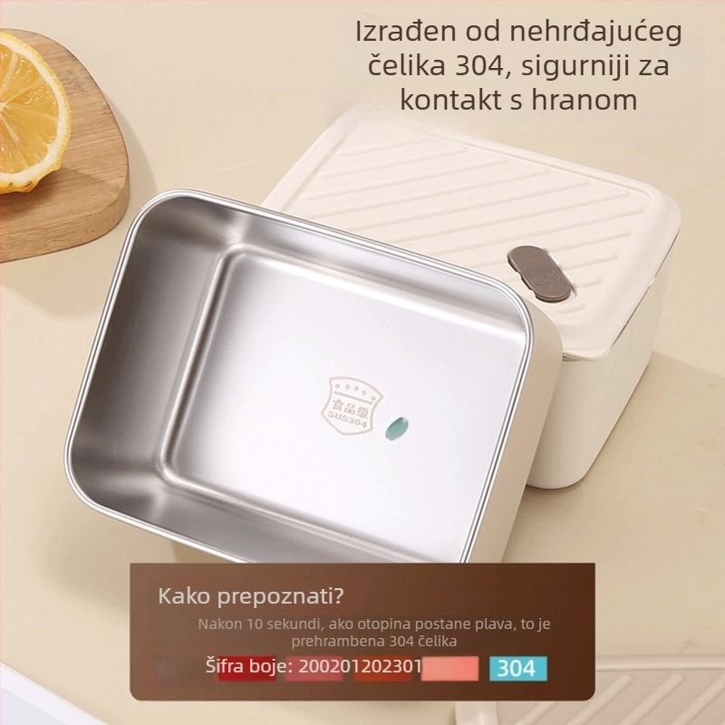 Kutija za ručak od prehrambene kvalitnog 304 nehrđajućeg čelika, zadržava svježinu, mikrovalna kompatibilna, za uredske djelatnike i studente, zaštita od opeklina, kutija za začine