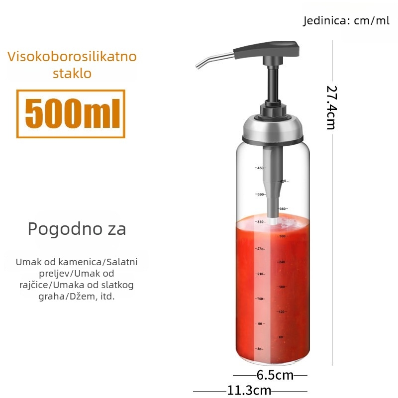 Nehrđajući čelični dozator za sos od ostriga s dozom bocom, za kućnu upotrebu; bočica za ulje i začine; rajčičin dresing za salatu