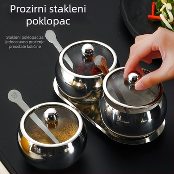 Set posuda od nehrđajućeg čelika za začine, prozirni spremnici za papar, kumin i sol