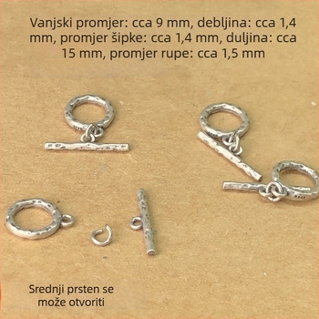 S925 srebro, vintage patina OT kopča za povezivanje lančića i narukvice, pleteni konac, ručno izrađena verzija