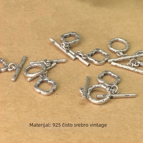 S925 srebro, vintage patina OT kopča za povezivanje lančića i narukvice, pleteni konac, ručno izrađena verzija