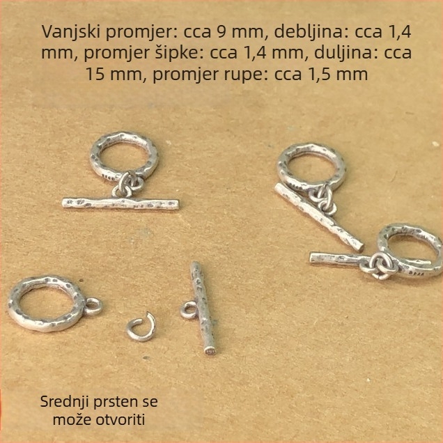 S925 srebro, vintage patina OT kopča za povezivanje lančića i narukvice, pleteni konac, ručno izrađena verzija