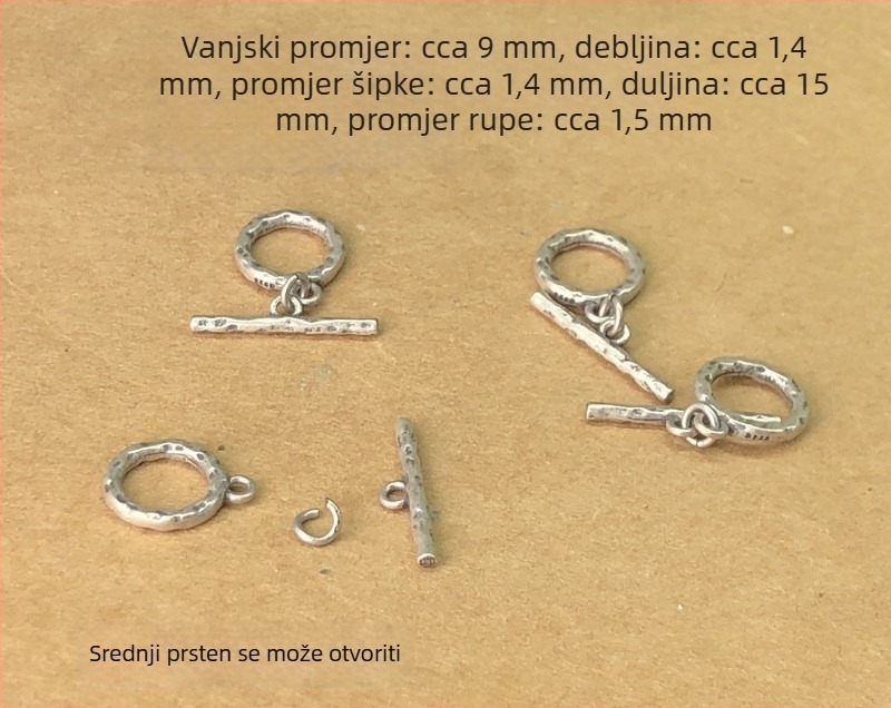 S925 srebro, vintage patina OT kopča za povezivanje lančića i narukvice, pleteni konac, ručno izrađena verzija