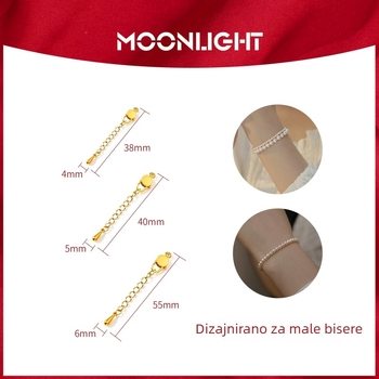 Moonlight Nehrđajući čelik Lobster kopča s perlom glavom za ogrlicu uz produžni lanac – DIY dodatak za nakit