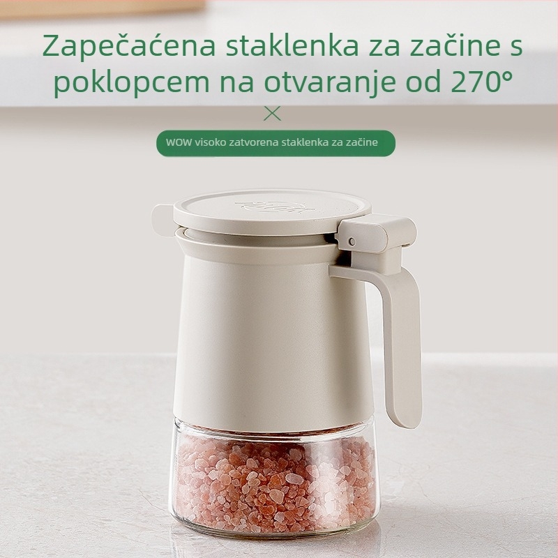 Shanglan Staklena posuda za začine sa zaštitom od vlage i pritisknim poklopcem, za sol i začine