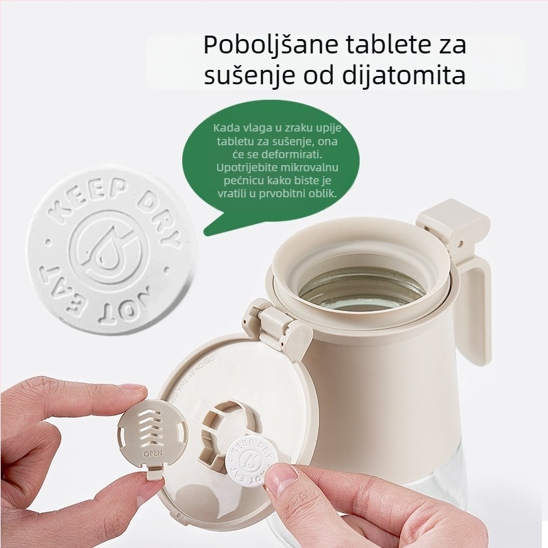 Shanglan Staklena posuda za začine sa zaštitom od vlage i pritisknim poklopcem, za sol i začine