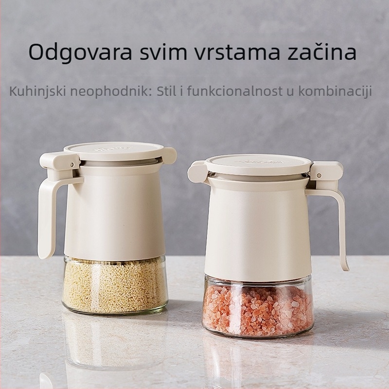 Shanglan Staklena posuda za začine sa zaštitom od vlage i pritisknim poklopcem, za sol i začine
