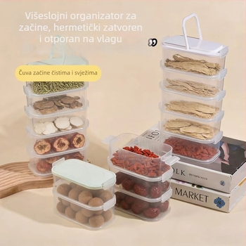Kutija za skladištenje začina za kuhinju, visokokvalitetne posude za začine, prehrambeni PP materijal, pravokutni oblik, 5 L ili više