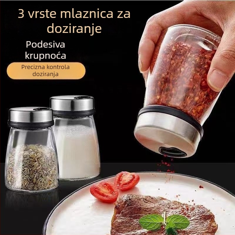 Stakleni set posuda za začine s posudama za sol i papar, za kuhinju i roštilj
