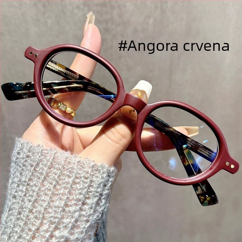 Ženske naočale za čitanje s jantarno debelim okvirima, mali okvir, anti-plava svjetlost, ultra lagane, vintage umjetnički stil, okrugli okvir, puni okvir, za starije osobe