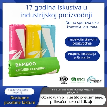 Krpa od bambusovih vlakana, prilagodljiva četverobojna rola, krpa za suđe koja se može rastrgati ručno, otporna na mrlje u kuhinji