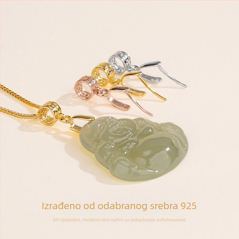 Srebrni privjesak Love Coin s nagnutim zatvaračem, Jade Buddha ogrlica, spojni element za nakit od srebra 925, DIY dodatak