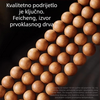 Prirodni narukvica od drveta breskve s vršnim nefritnim koralom, drvene budističke perle i privjesak talismana sreće – Novi kineski stil nakita