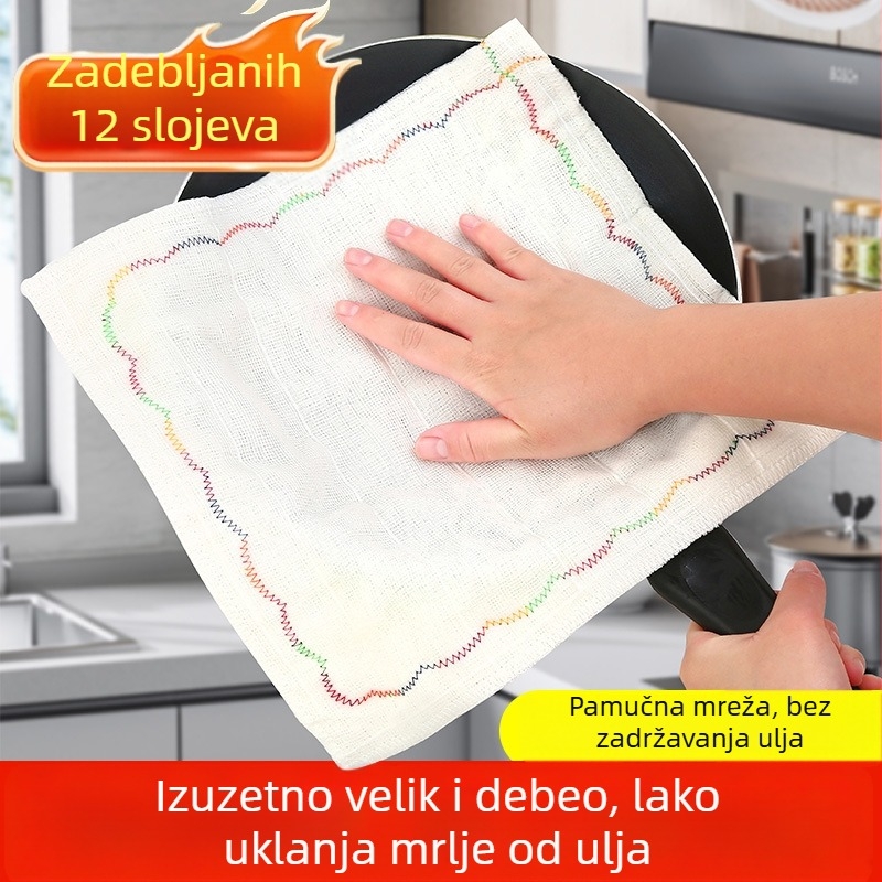 Domaća kuhinjska krpa od pamuka, debela krpa za pranje posuđa, pamučna tkanina, upijajuća kuhinjska krpa i abrazivna podloga za lonce
