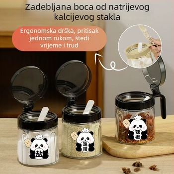 Set staklenih spremnika za začine s hermetičkim zatvaranjem, prenosni kuhinjski spremnici za sol i ulje
