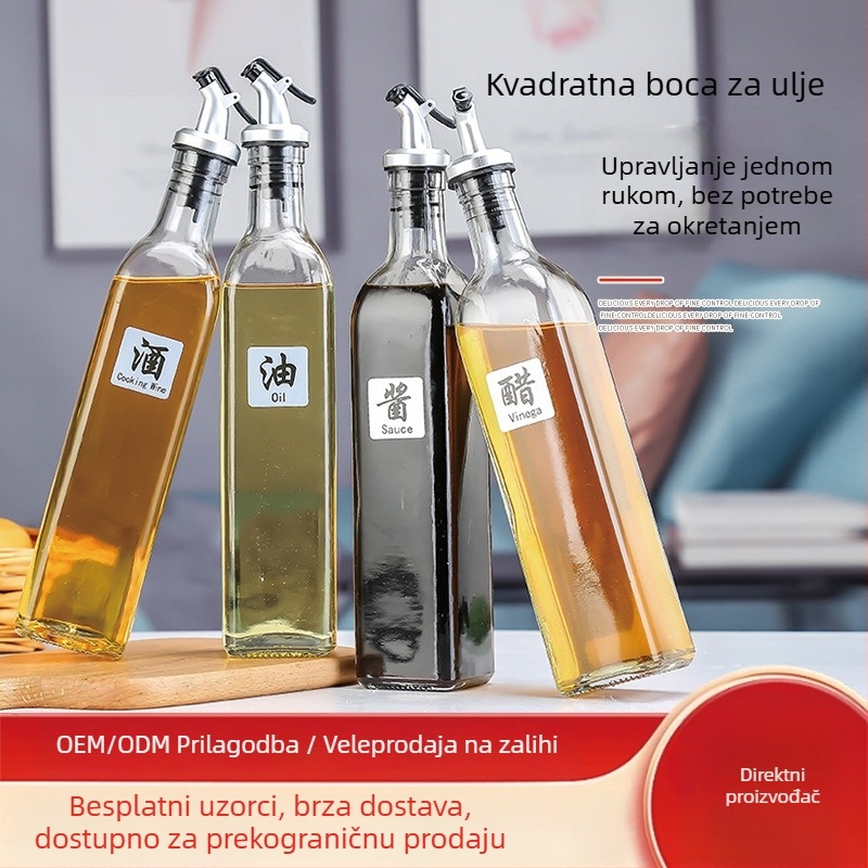 Staklena boca za ulje, nepropusna i prozirna, boca za umake i ocat, japanskog stila kućna kuhinjska posuda velike kapacitete