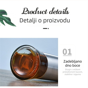 Gravirana staklena boca za ulje i začine s prilagodljivim mlazom, velika kapaciteta, kuhinja, bezolovno kristalno staklo, nordijskog stila