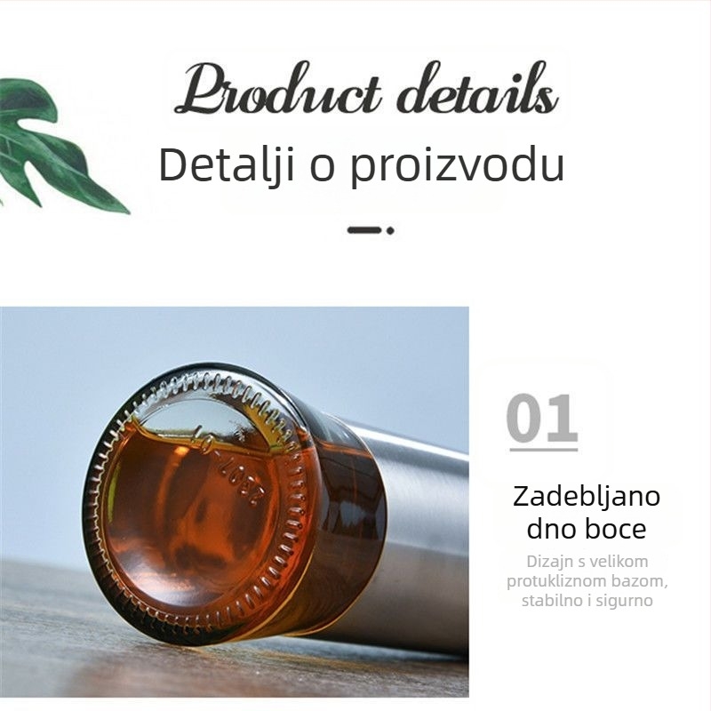 Gravirana staklena boca za ulje i začine s prilagodljivim mlazom, velika kapaciteta, kuhinja, bezolovno kristalno staklo, nordijskog stila
