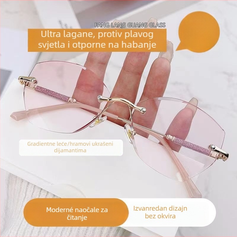 Ženske naočale za čitanje bez okvira s zaštitom od plavog svjetla – moderan stil za srednju dob i starije žene