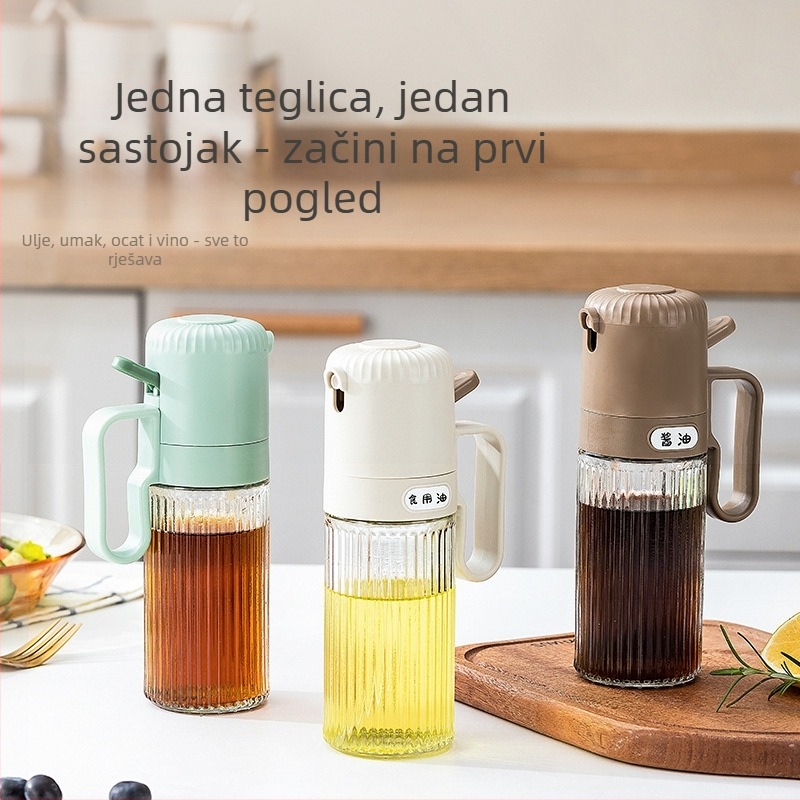 Staklena bočica za ulje s ručkom, debela, bez kapanja, protiv curenja, magličasti raspršivač