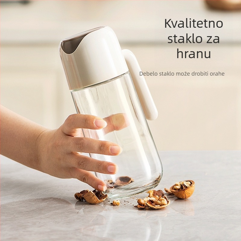 Staklena bočica za ulje s automatskim otvaranjem i zatvaranjem, posuda za sojin umak i ocat, otporna na prolijevanje, modernog dizajna.
