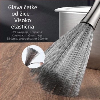 Četka za lonce od 304 nehrđajućeg čelika s dugačkim držačem i metalnom kuglom za čišćenje posuđa