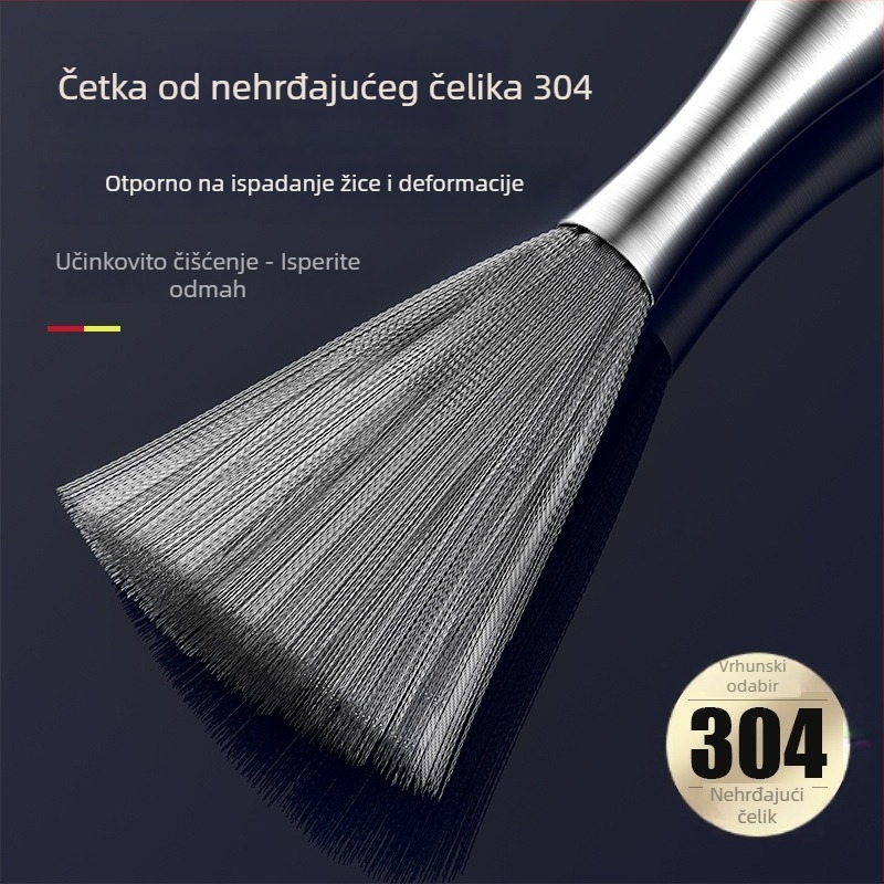 Četka za lonce od 304 nehrđajućeg čelika s dugačkim držačem i metalnom kuglom za čišćenje posuđa