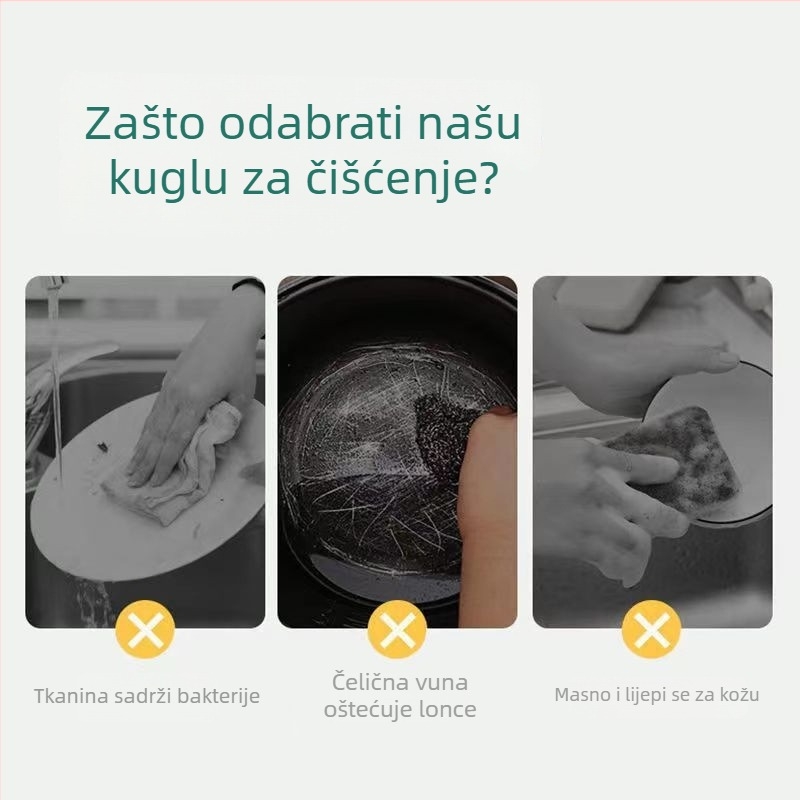 Kuhinjska kugla od bambusovih vlakana – bez otpuštanja vlakana, za lonce i suđe