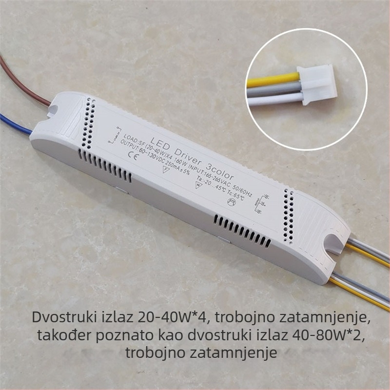LED stropna svjetiljka s upravljačem trobojno segmentiranog dimmeriranja, konstantnim strujama i inteligentnim dvostrukim podešavanjem temperature boje