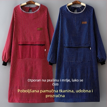 Plus-size kuhinjska pregača s dugim rukavima, otporna na masnoće, prozračni poliester, za odrasle, radna odjeća