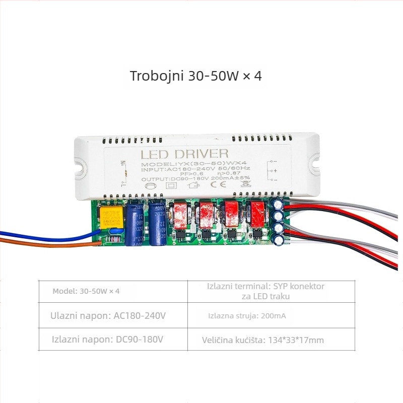 LED stropni upravljač napajanja s trobojno segmentiranom konstantnom strujom, inteligentnim dimmingom i dvobojnom temperaturom boje
