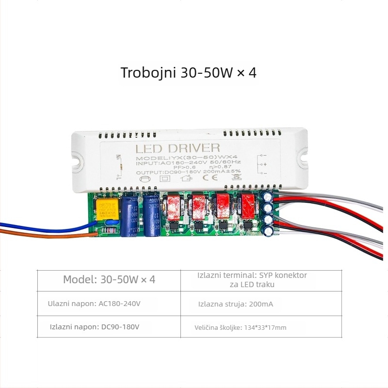 LED stropni upravljač napajanja s trobojno segmentiranom konstantnom strujom, inteligentnim dimmingom i dvobojnom temperaturom boje