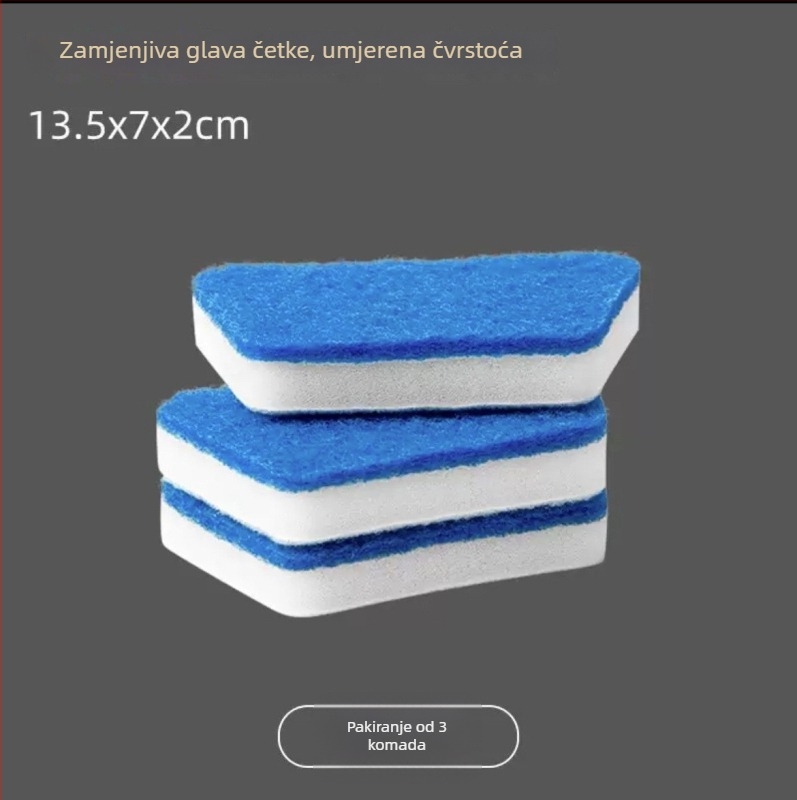 Višenamjenska zidna četka za kupaonicu s dugim držačem, periva zamjenjiva glava, za čišćenje kade, pločica i stakla