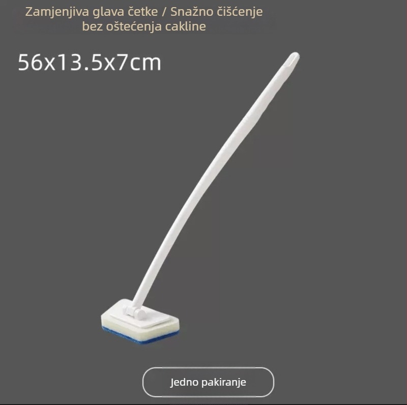 Višenamjenska zidna četka za kupaonicu s dugim držačem, periva zamjenjiva glava, za čišćenje kade, pločica i stakla