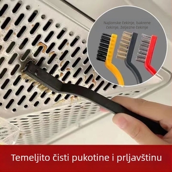 Pet-dijelni set kuhinjskog čišćenja: četka za napa, četka za pukotine, četka za plinski štednjak, četka za masne mrlje, strugalica